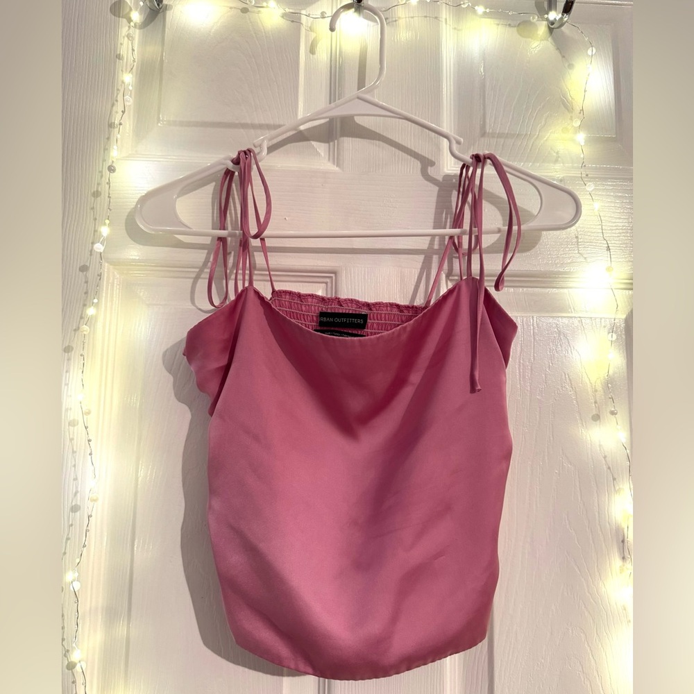 Pink Satin Cropped Top